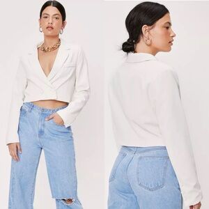 NWT Nasty Gal Cropped Double Breasted Cream Blazer